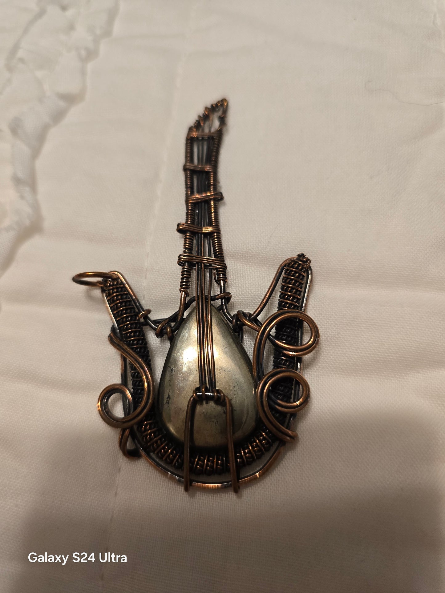 Pyrite guitar pendant