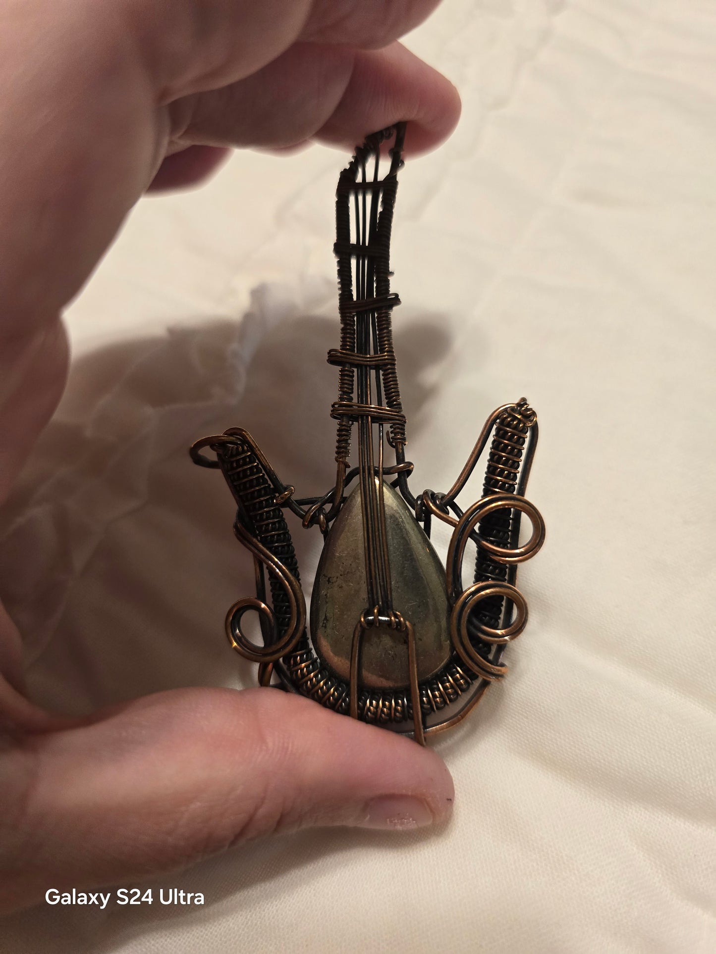 Pyrite guitar pendant