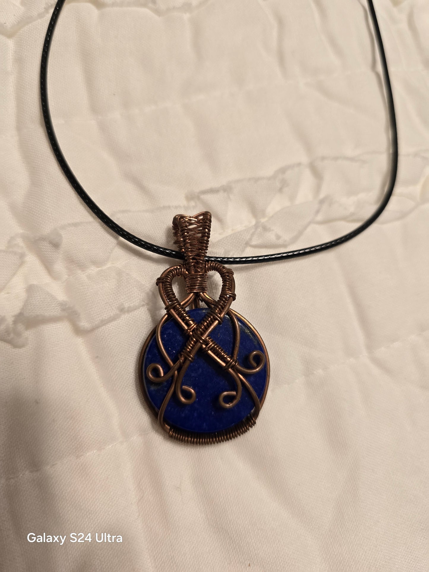 Lapis wire wrapped necklace