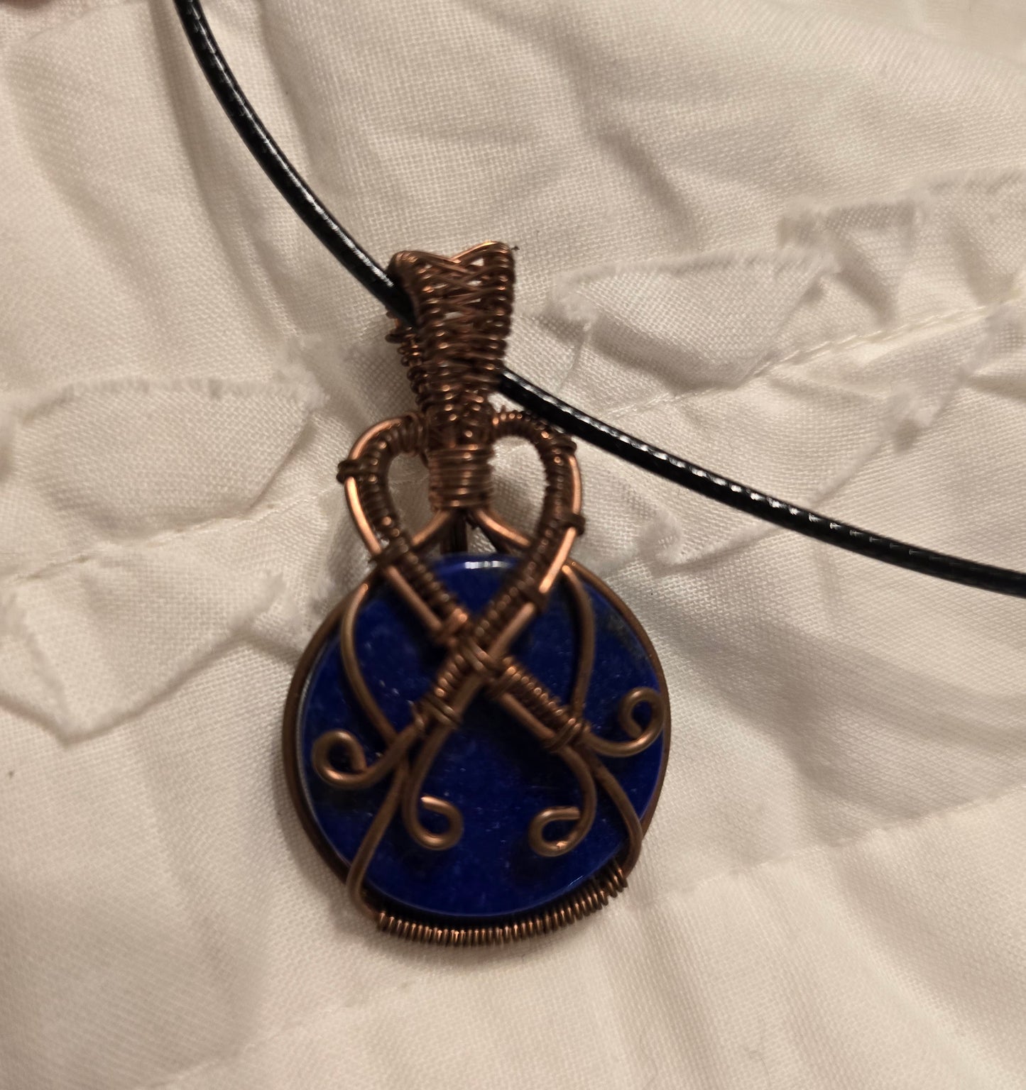 Lapis wire wrapped necklace