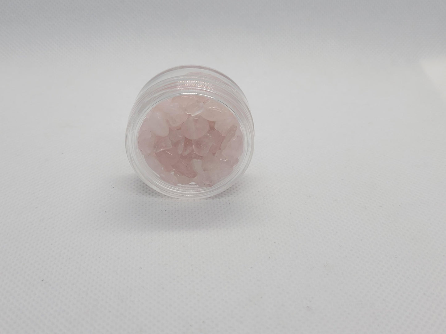 Rose quartz chips.