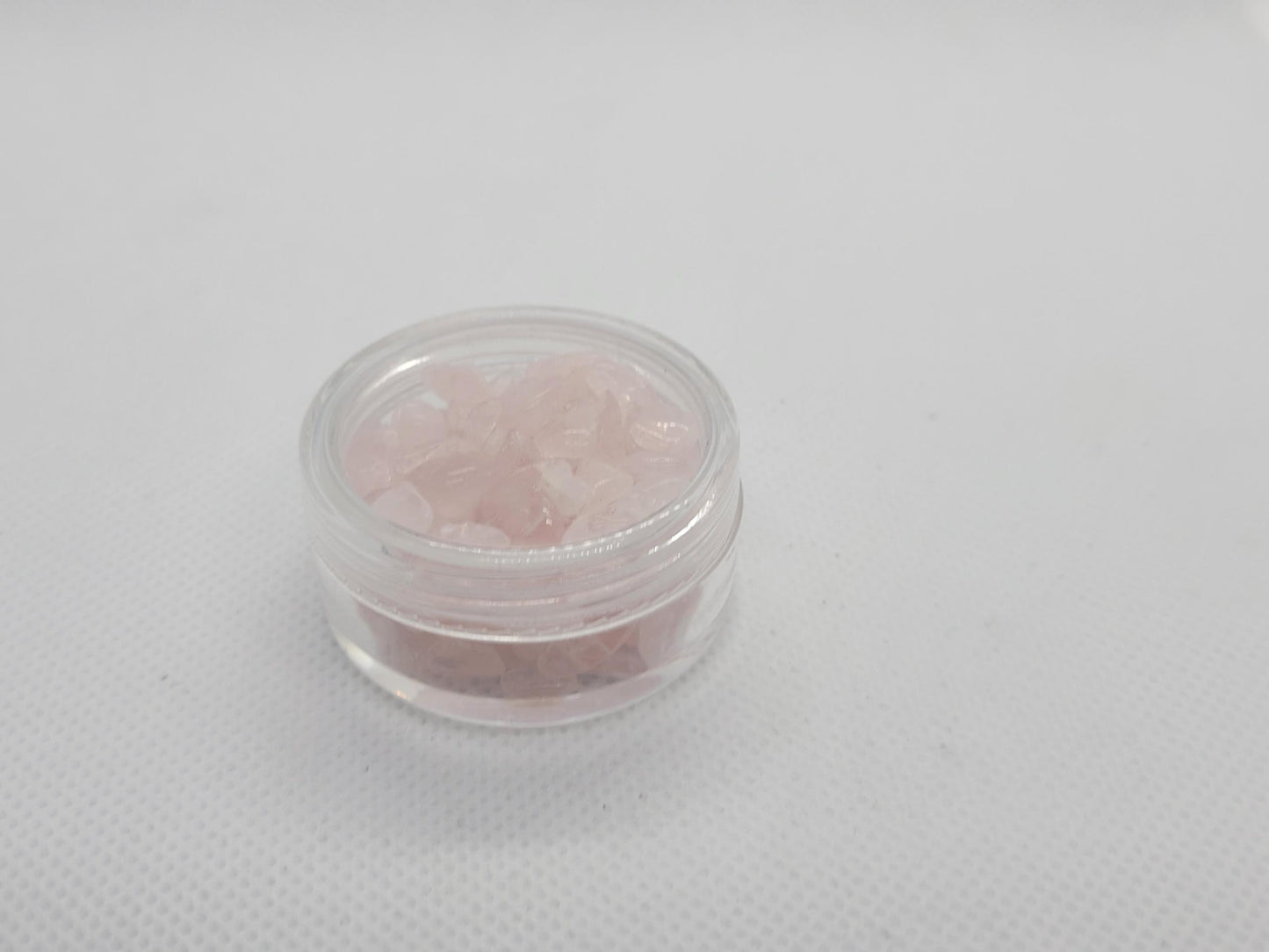 Rose quartz chips.