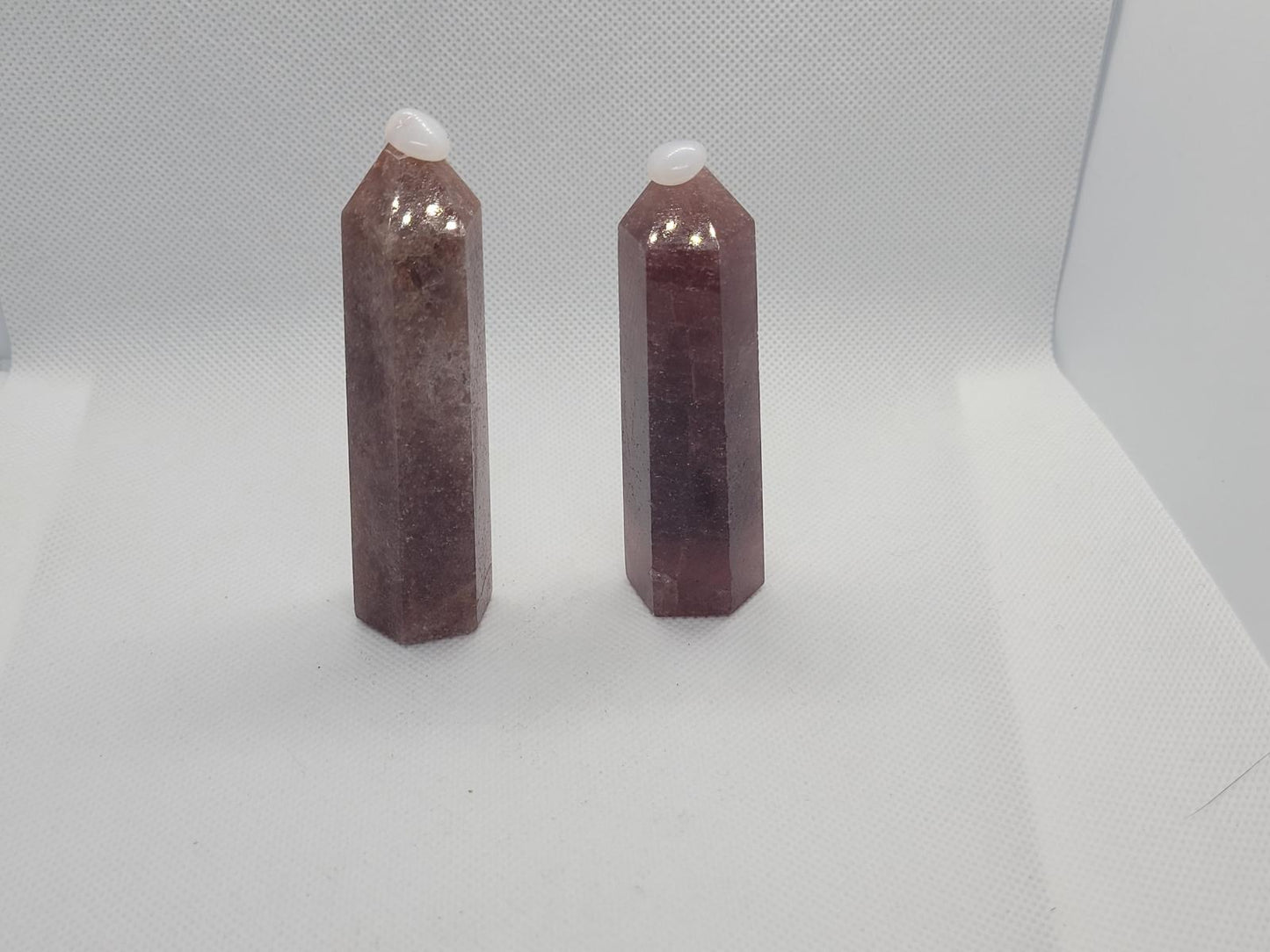 Strawberry quartz towers.